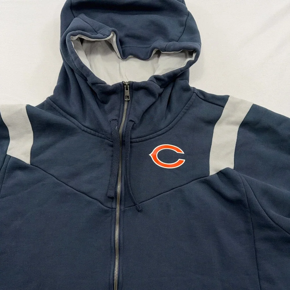 Nike Hoodie Chicago Bears NFL Onfield Full Zip Short Sleeve Navy Mens 3XL